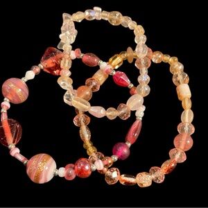 ✔️✔️Mulberry and Pink  Beaded Stretch Bracelet Set